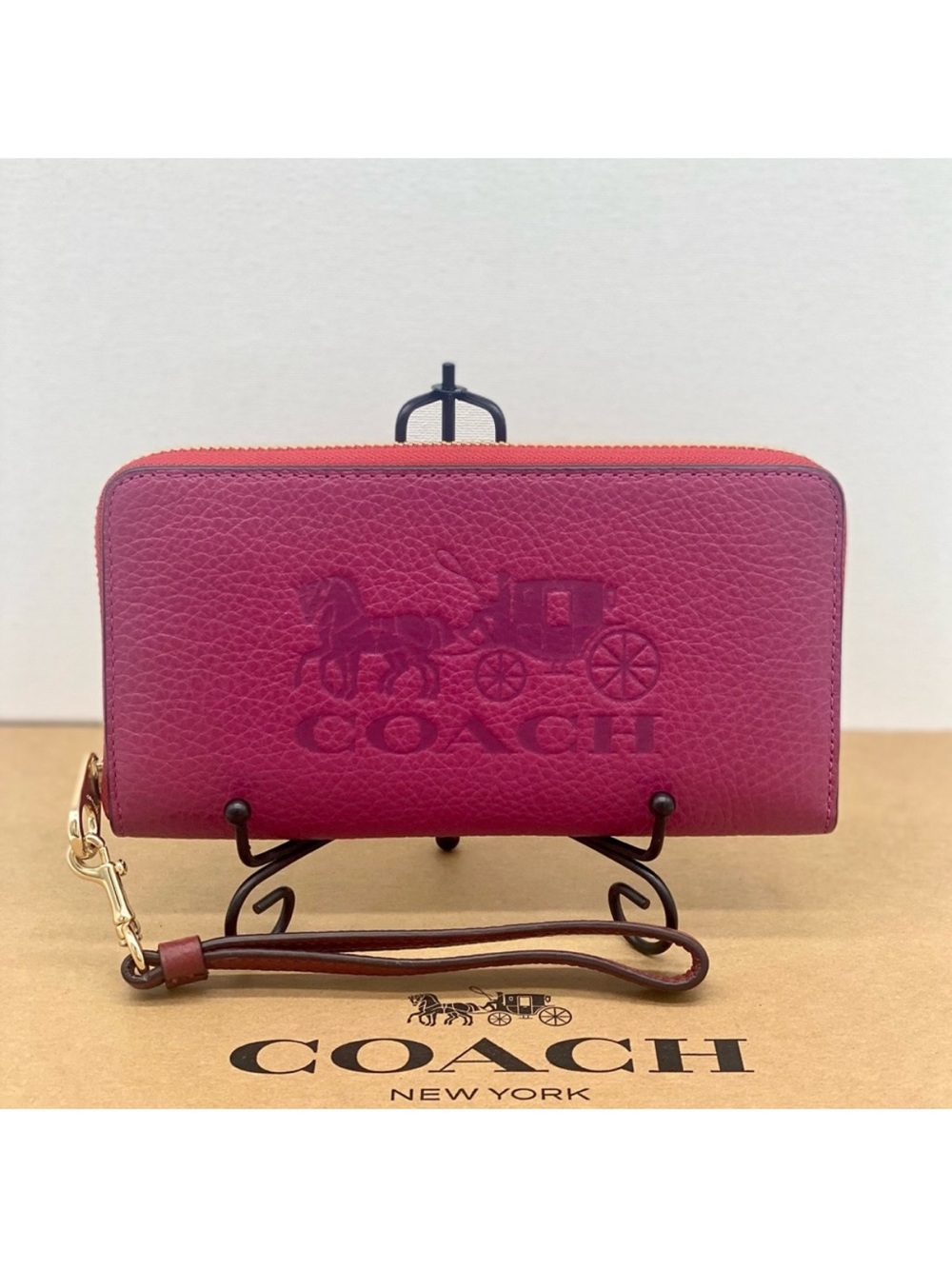 COACH Long Zip Around Wallet With Horse And Carriage Bright Violet Multi Color - Picture 2 of 10